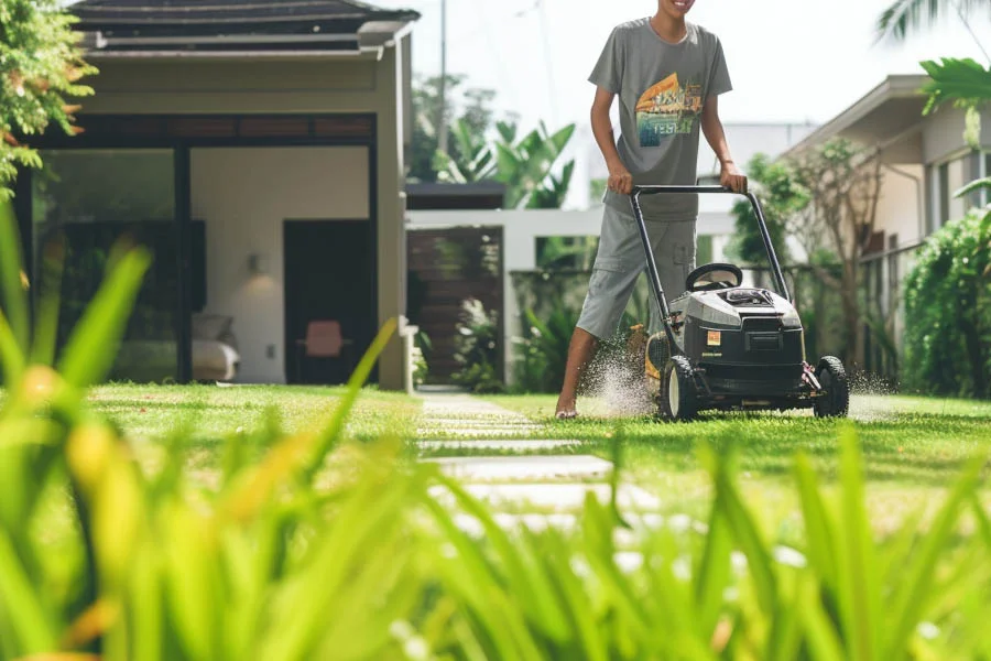 battery charged lawn mower